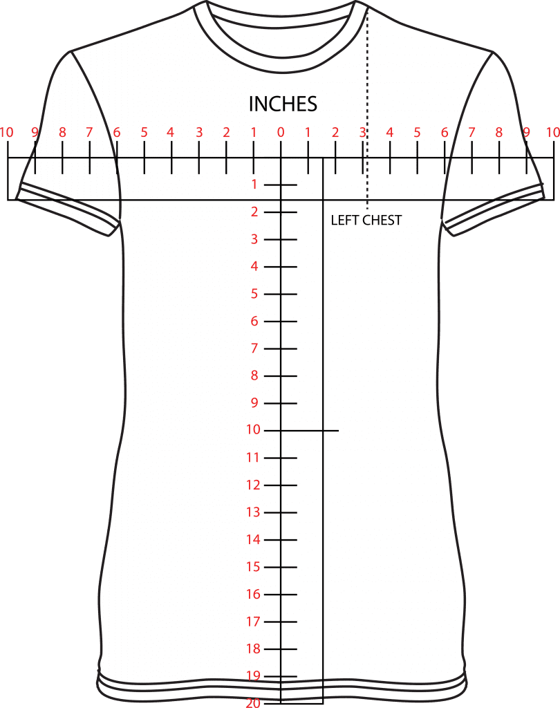 Placement Standard T Shirt Design Size